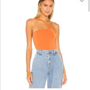Superdown Taryn Asymmetric Bodysuit in Orange